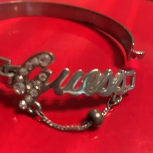 GUESS SILVER BANGLE BRACELET Rhinestones